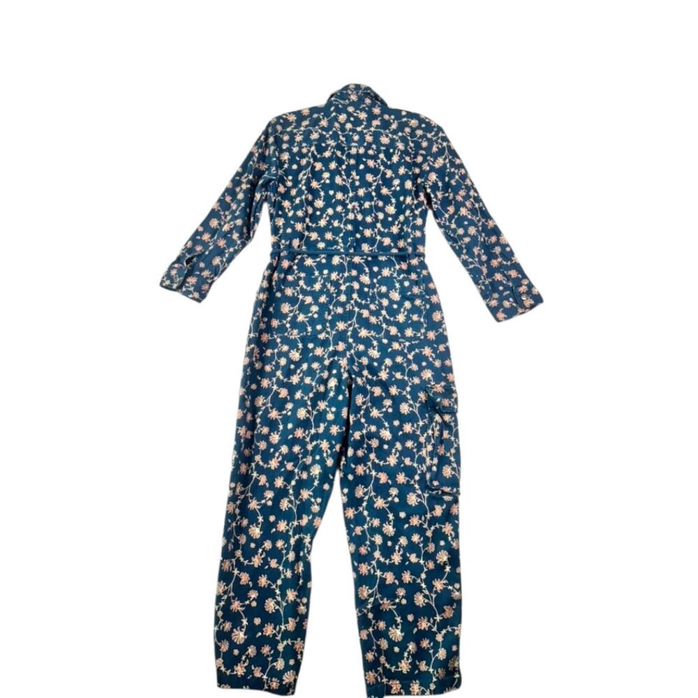 Future Collective x Jenny K. Lopez Floral Utility Jumpsuit Denim Blue Size 6 - Picture 13 of 15